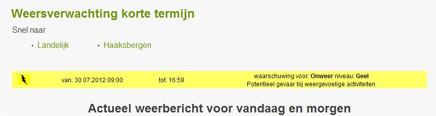 MeteoAlarm niveau geel